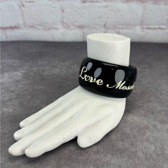 Love Moschino Wide Love Black Bangle Bracelet - Picture 1 of 8
